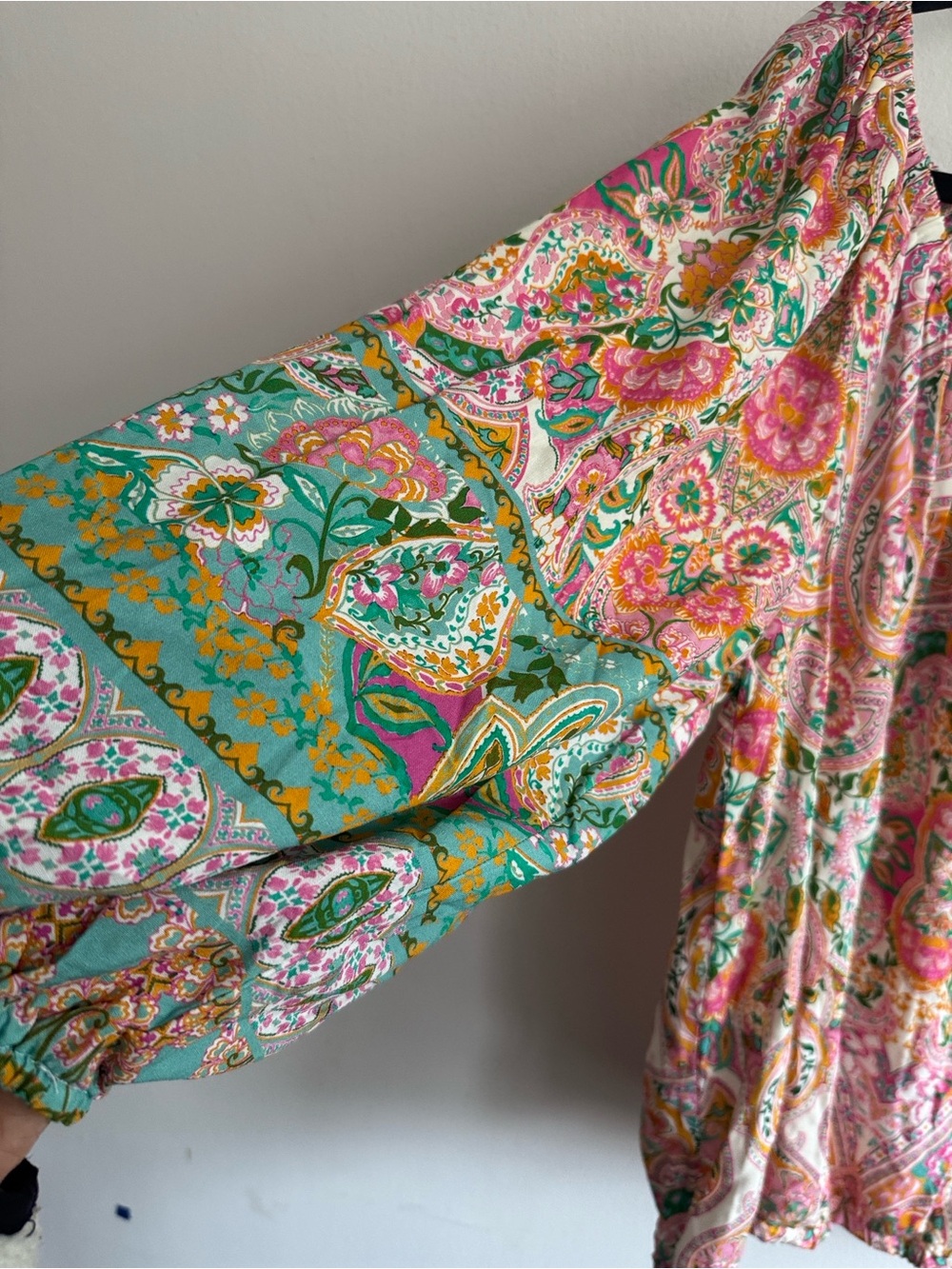 Boston Proper Boho Paisley Peasant Top & Tiered Skirt Set XL - Picture 9 of 11
